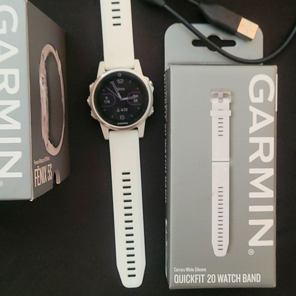 Garmin Fenix 5s, New white band w/box & charger
